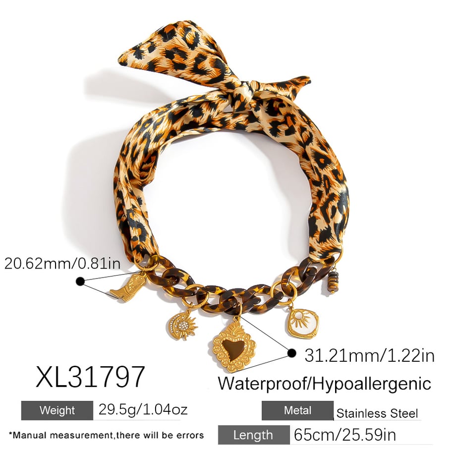 1 stuk luipaard stoffen hanger ketting Afbeelding2