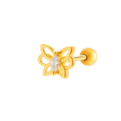 1 Piece Geometric Copper Gold Color Zircon Women's Piercing Earrings h5 