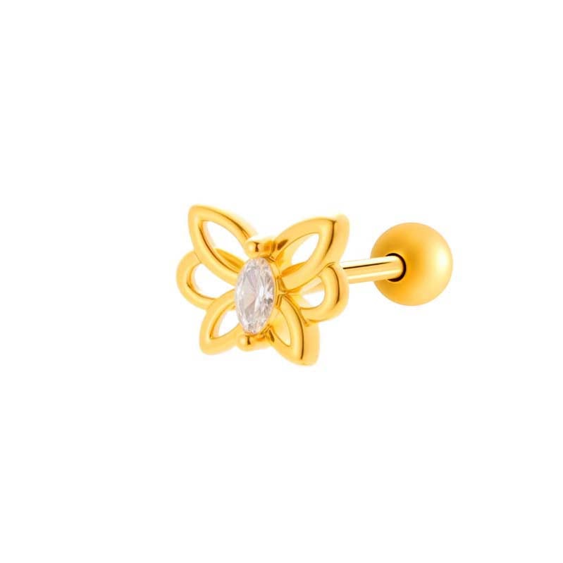 1 Piece Geometric Copper Gold Color Zircon Women's Piercing Earrings 