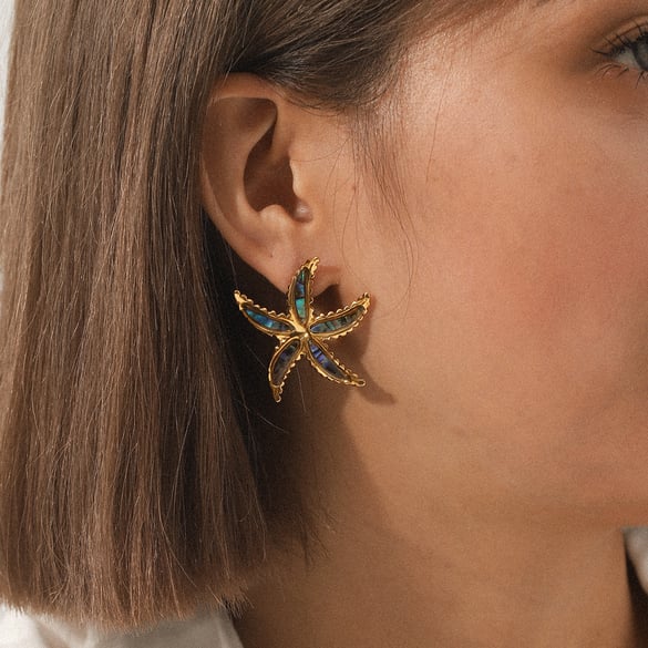 1 Pair Simple Daily Starfish Stainless Steel Gold Color Women's Stud Earrings