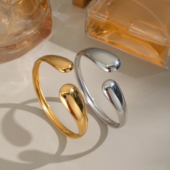 1 Piece Irregular Shape Stainless Steel  Gold Color Cuff Bangle 2