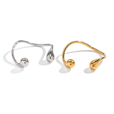 Bracciale rigido color oro in acciaio inossidabile di forma irregolare da 1 pezzo h5 Immagine5