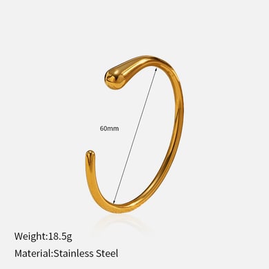 1 Piece Simple Circle Stainless Steel  Gold Color  Cuff Bracelet h5 
