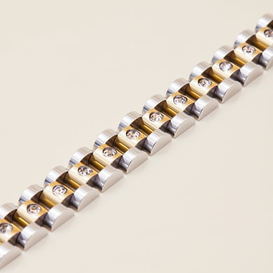 Bracelet chaîne en acier inoxydable doré pour femme, motif patchwork classique, 1 pièce h5 Image7