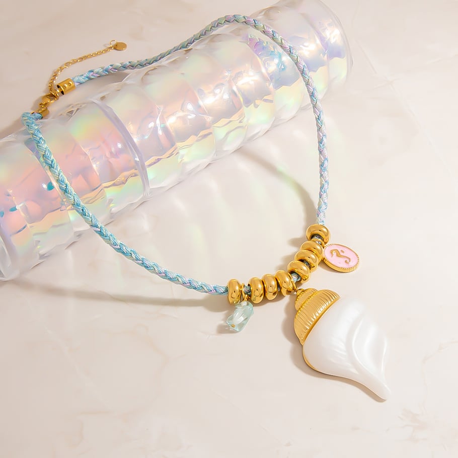 1 Pair Spiral Shell Stainless Steel Pendant Necklace Picture4