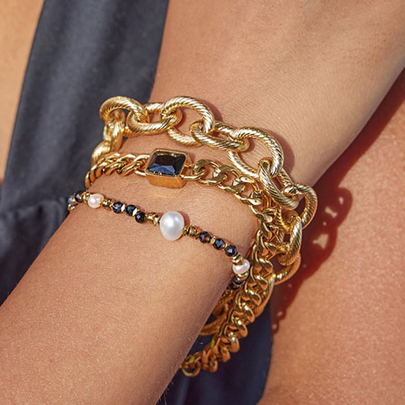 Bracelet chaîne classique torsadé en acier inoxydable couleur or pour femme, 1 pièce 2