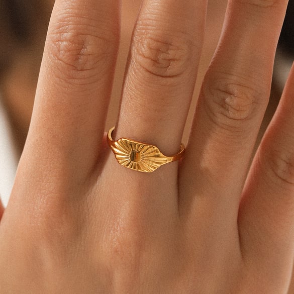 1 Piece Simple Series Daily Sun Stainless Steel  Statement Rings 2