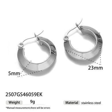 1 Pair Stainless Steel Gold Color Hoop Earrings h5 