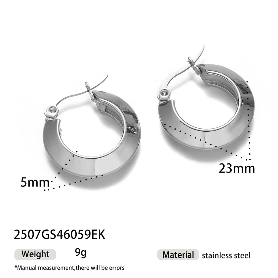 1 Pair Stainless Steel Gold Color Hoop Earrings 