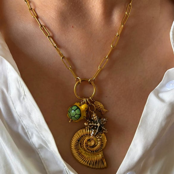 1 Piece Shell Stainless Steel Gold Color Pendant Necklace 2