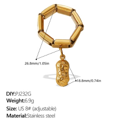 1 Piece Stainless Steel Gold Color DIY Statement Ring h5 