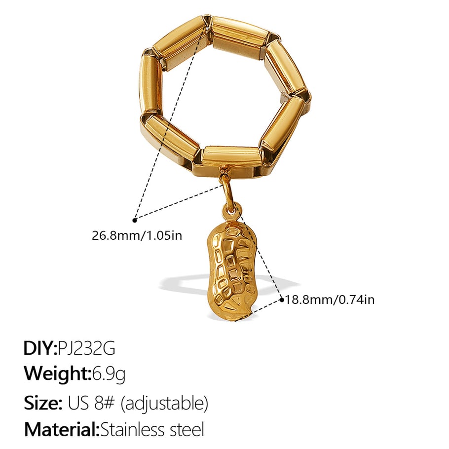 1 Piece Stainless Steel Gold Color DIY Statement Ring 
