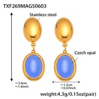 TXF269 - Orecchini in opale blu dorato Immagine3