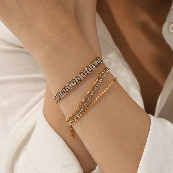 1 Piece Simple  Patchwork Stainless Steel  Women's Chain Bracelets 2