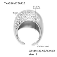 TXA326 - Anello in acciaio con zirconi cubici bianchi - Misura 7 Immagine6