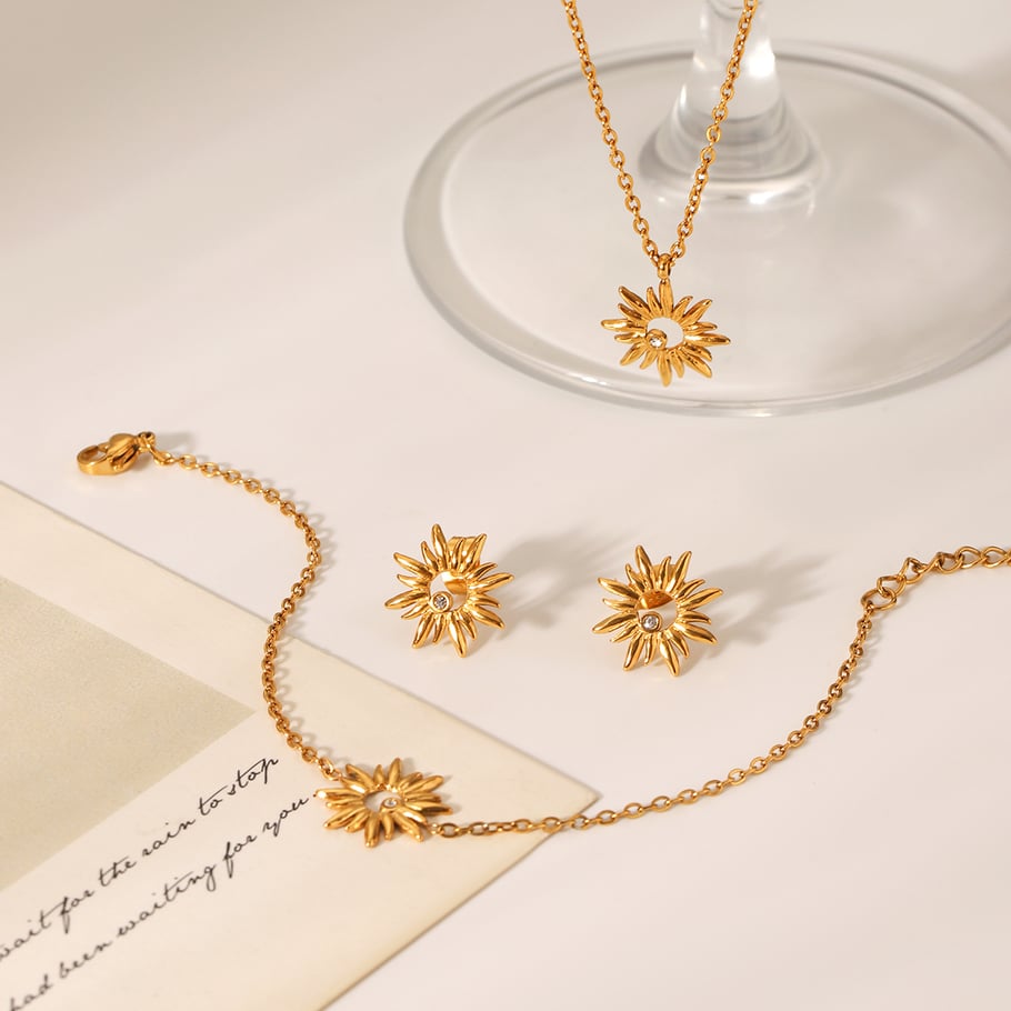 1 Stück Simple Series Daily Flower Edelstahl Damen Halsketten Sets Bild6