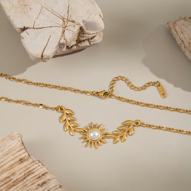 1 pezzo di collana con ciondolo a forma di sole in acciaio inossidabile, elegante e lussuoso, da donna h5 Immagine4