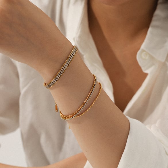 1 Piece Simple  Patchwork Stainless Steel  Women's Chain Bracelets