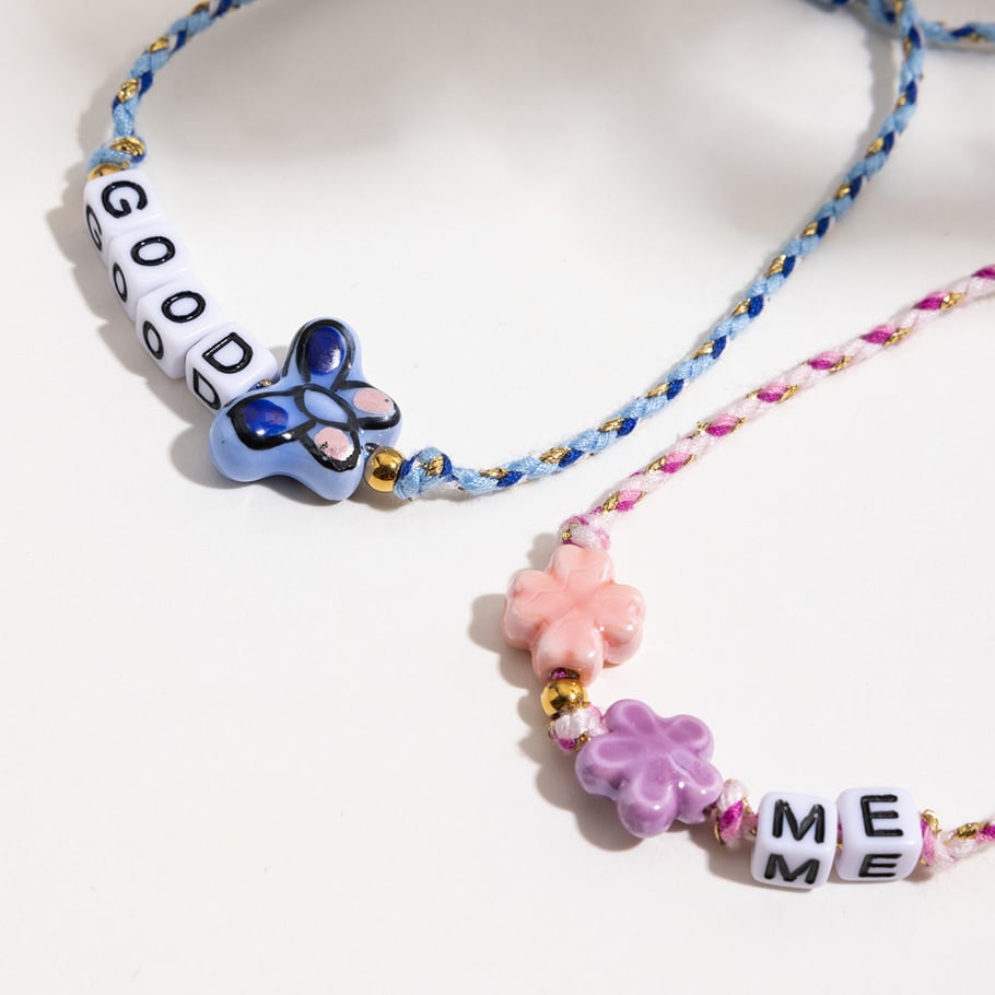 Bracelet à perles coloré en acier inoxydable pour femme, 1 pièce, motif lettre douce Image6