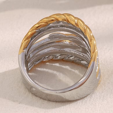 1 Piece Simple Series Casual Mixed Color Stainless Steel Statement Rings h5 Picture4