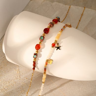 1 Piece Natural Stone Beaded Necklace h5 Picture5