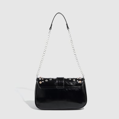 Bolso de hombro de PU con remaches punk de serie simple para mujer, 1 pieza h5 Imagen3