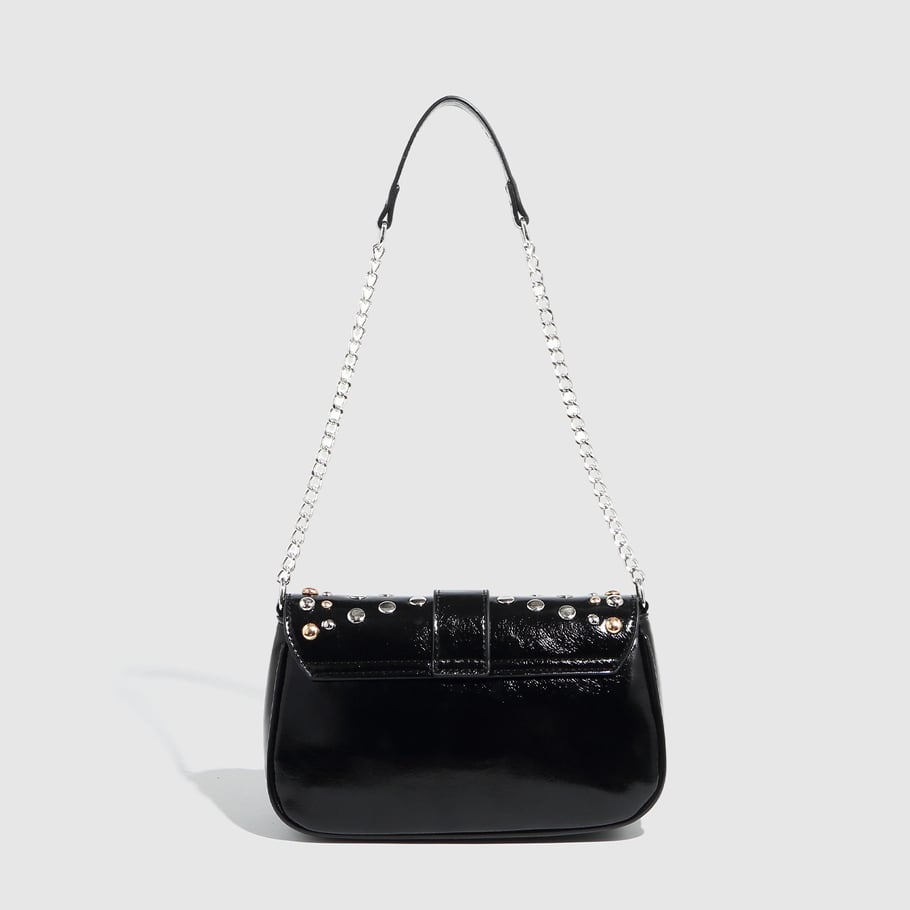 Bolso de hombro de PU con remaches punk de serie simple para mujer, 1 pieza Imagen3