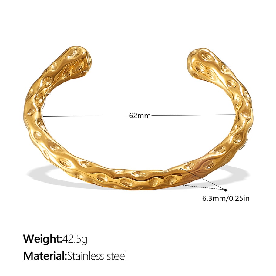 1 Piece Plaid Stainless Steel Gold Color Cuff Bangle 