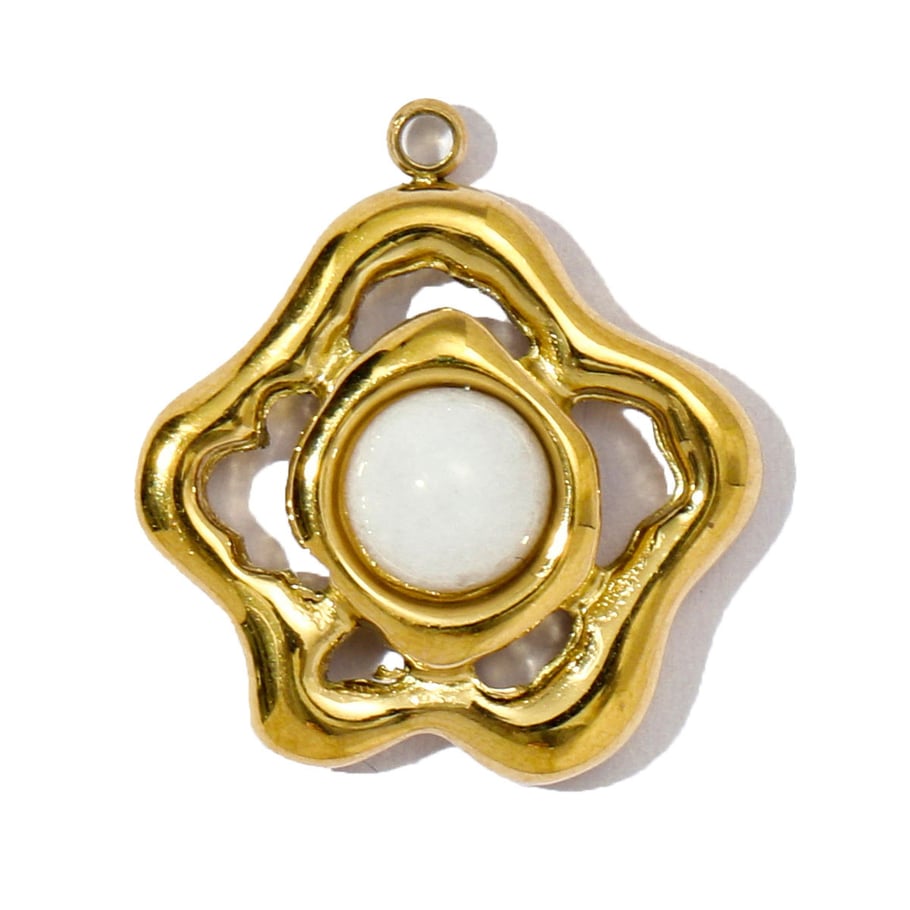 1 pieza de colgante clásico de flores con piedras naturales en color dorado para mujer 