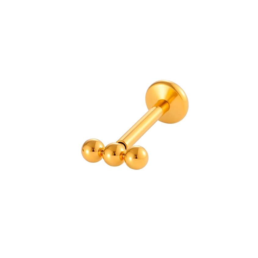 1 pieza de aretes de piercing de acero inoxidable dorados con forma de bola diaria para mujer 
