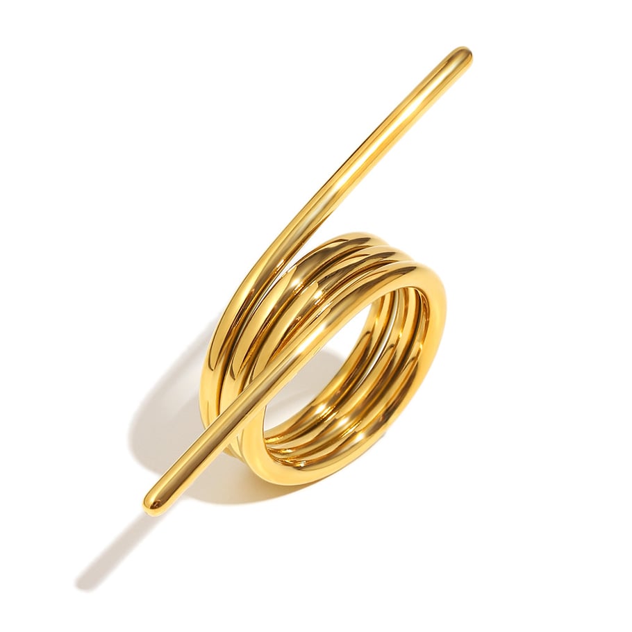 1 Stück Statement-Ringe aus Edelstahl in Federform mit täglicher Drehung und Goldfarbe