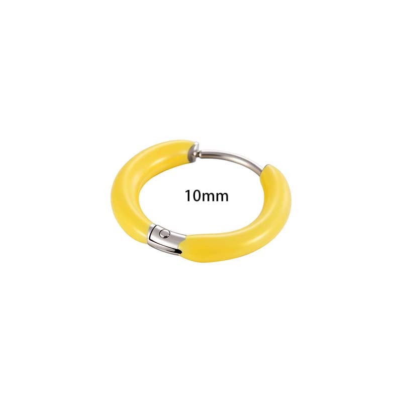 1 Piece Bright-colored Circle Stainless Steel Women's Hoop Earrings h5Picture2