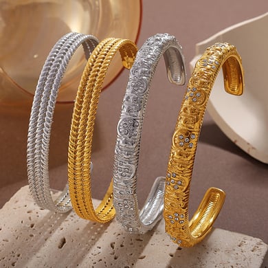 1 Piece Retro Stainless Steel Cuff Bangle h5 Picture2