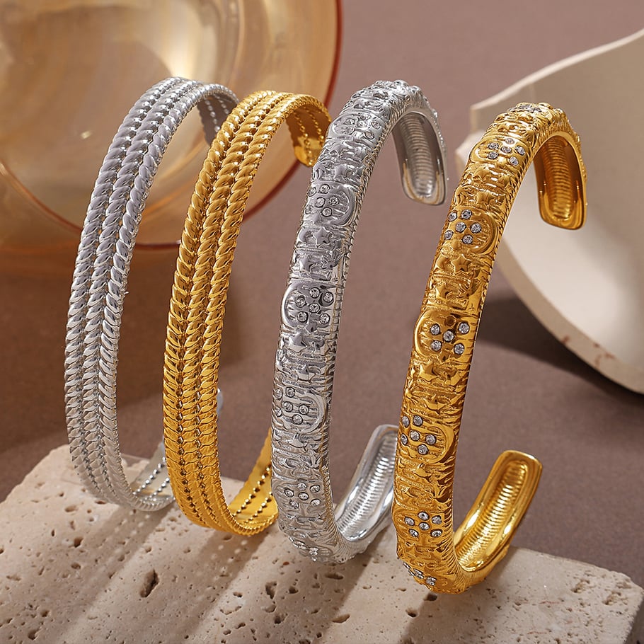 1 Piece Retro Stainless Steel Cuff Bangle Picture2