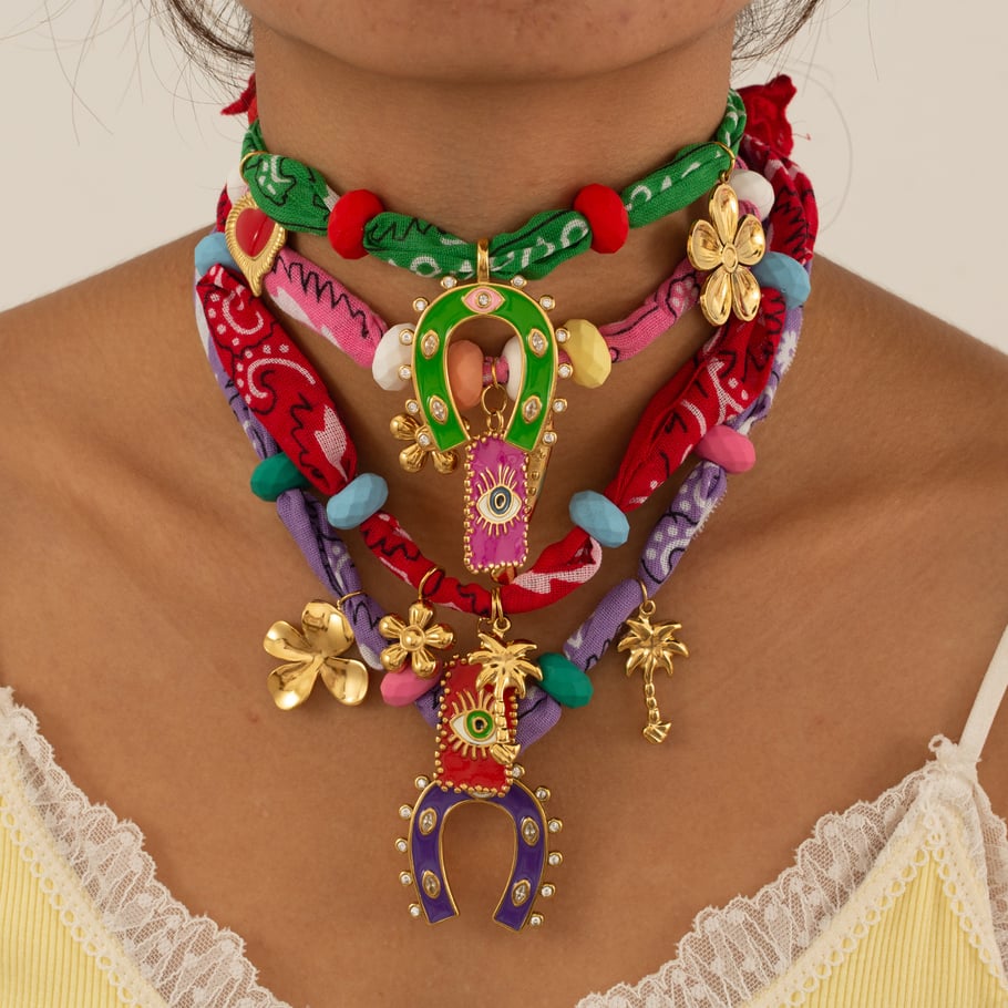 1 pezzo di collana con ciondolo da donna in acciaio inossidabile color oro a forma di ferro di cavallo retrò Immagine3