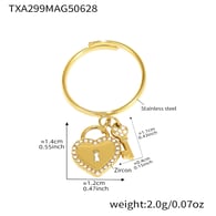 TXA299-5A Zircon Love Key Lock Gold Ring-Size 7 Picture3