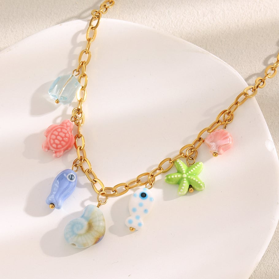1 Piece Vacation Style Stainless Steel Gold Color Women's Pendant Necklaces Picture2