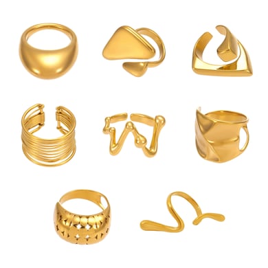 1 pezzo moderno anello in acciaio inossidabile di forma irregolare color oro h5 Immagine8