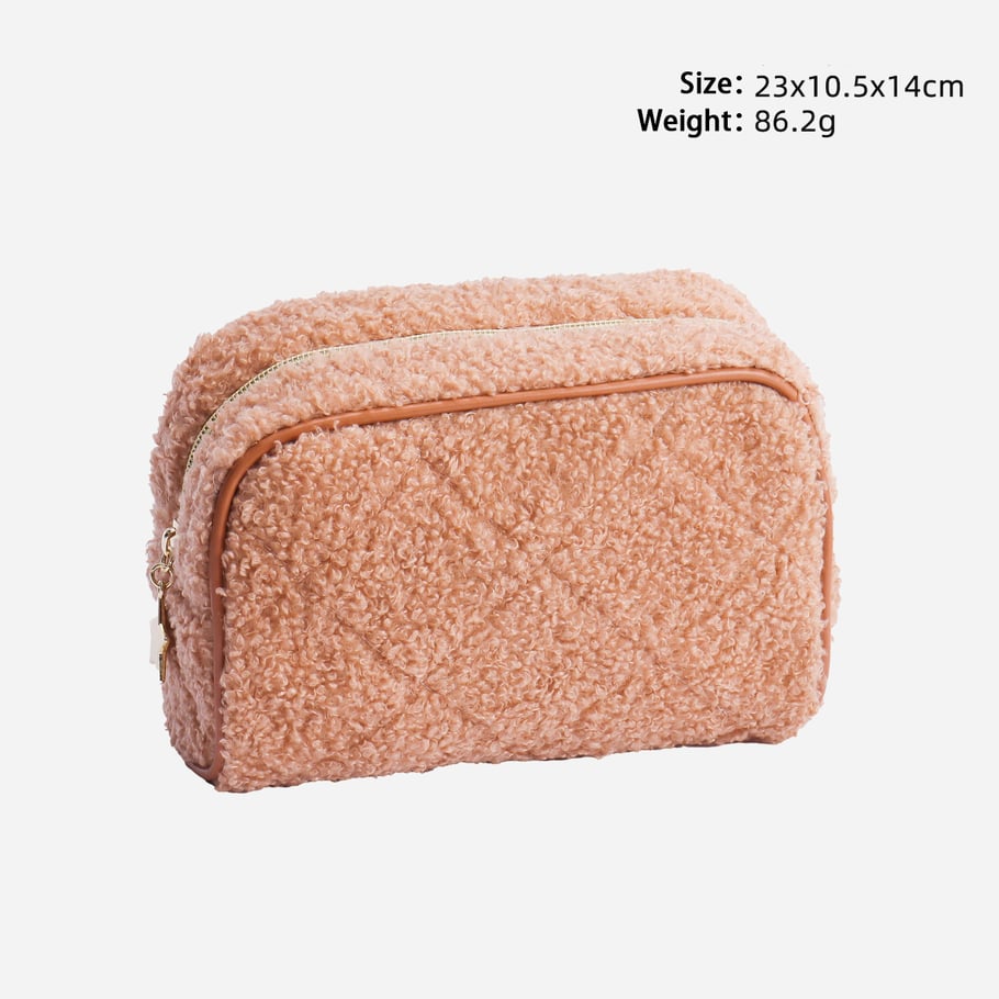 1 Stück einfache einfarbige Schminktasche aus Plüsch 