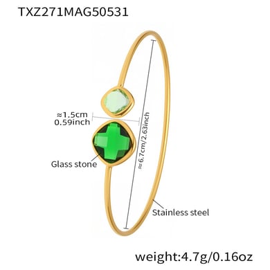 1 Pair Luxurious Rectangle Stainless Steel Gold Color Women's Bangles h5 