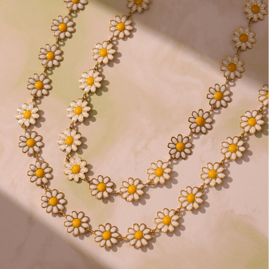 1 Piece Sweet Daisy Stainless Steel Gold Color Women's Necklaces Sets Picture2