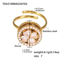 TXA310-Gold 5A Zircon Rotating Flower Ring Picture3