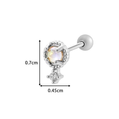 1 pieza de pendientes de perforación para mujer con circonitas de color cobre y dorado con hojas brillantes h5 Imagen2