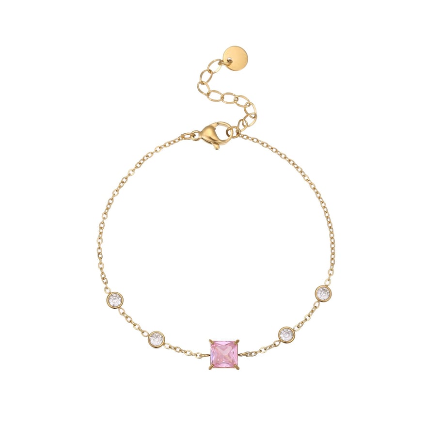 1 Piece Simple Rectangle Stainless Steel  Zircon Women's Chain Bracelets Picture4