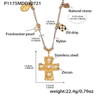 P1175-Collana con croce in zircone bianco 41+5cm Immagine2