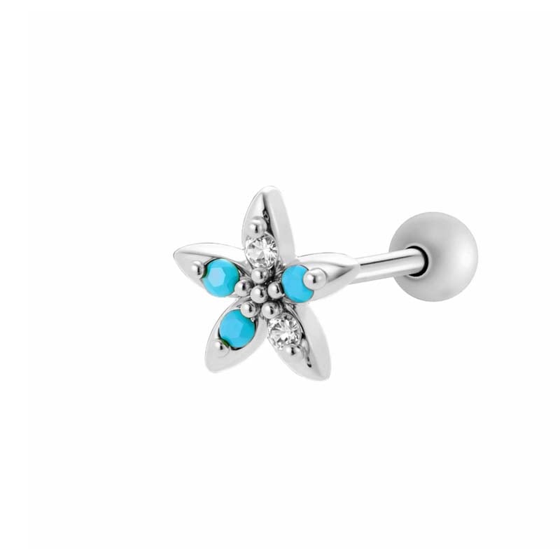 1 Piece Heart Copper  Gold Color Zircon Piercing Earring 