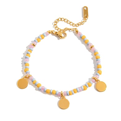 Conjunto de joyería para mujer de 1 pieza con cuentas versátiles de acero inoxidable en color dorado h5 