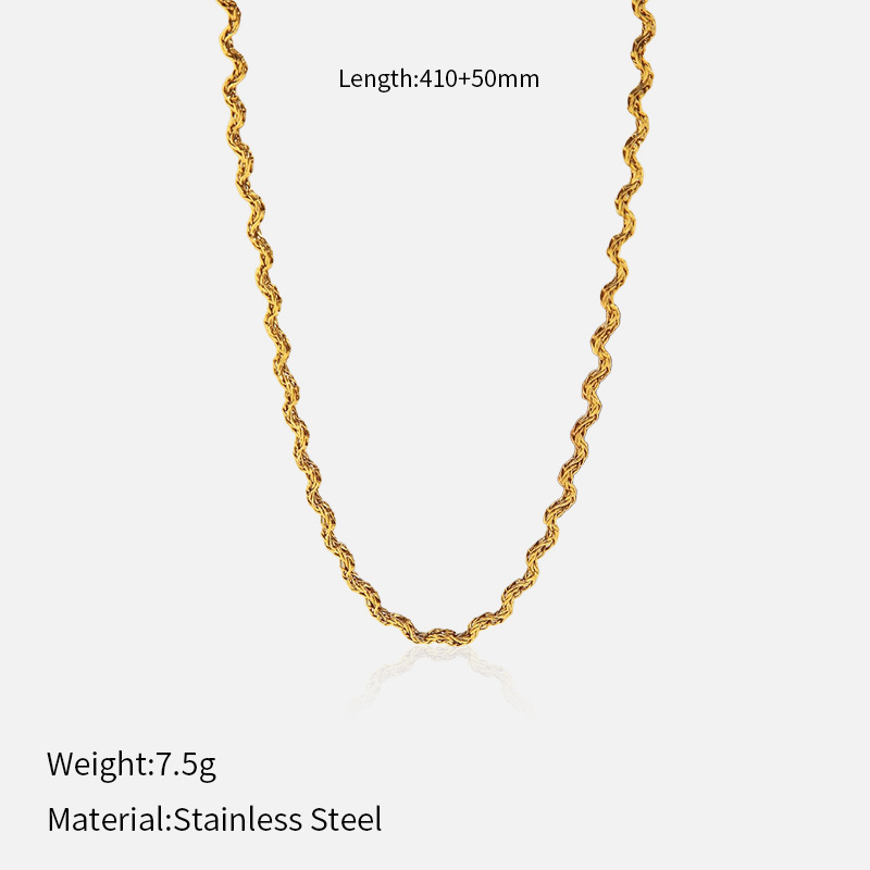 Collana con catena color oro semplice in acciaio inossidabile da 1 pezzo 
