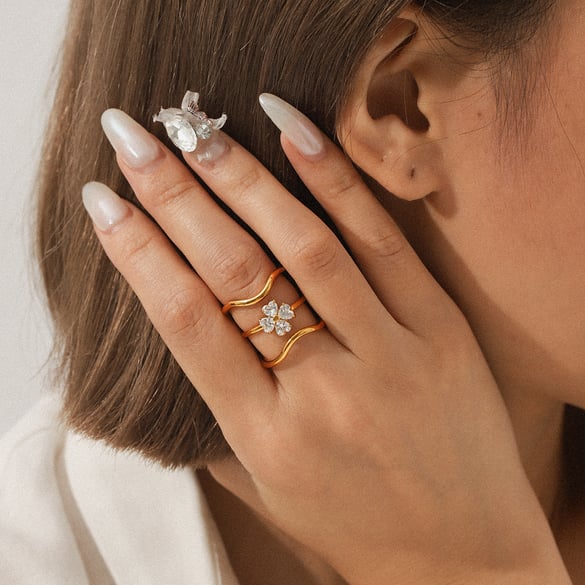 1 Stück Statement-Ringe aus Edelstahl mit Zirkonia und täglicher Blume 2