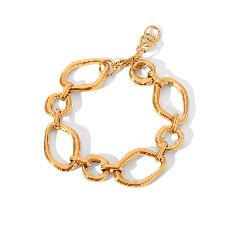 1 par de pulseras de cadena de acero inoxidable geométricas diarias de serie simple para mujer 